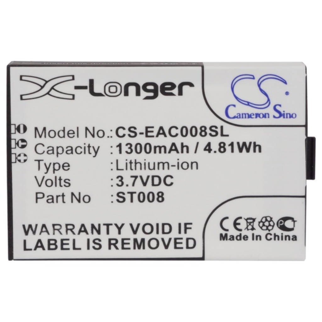Cameron Sino X-Longer CS-EAC008SL flache Frontetikettansicht: X-Longer, 1300mAh/4,81Wh, 3,7VDC, Part ST008