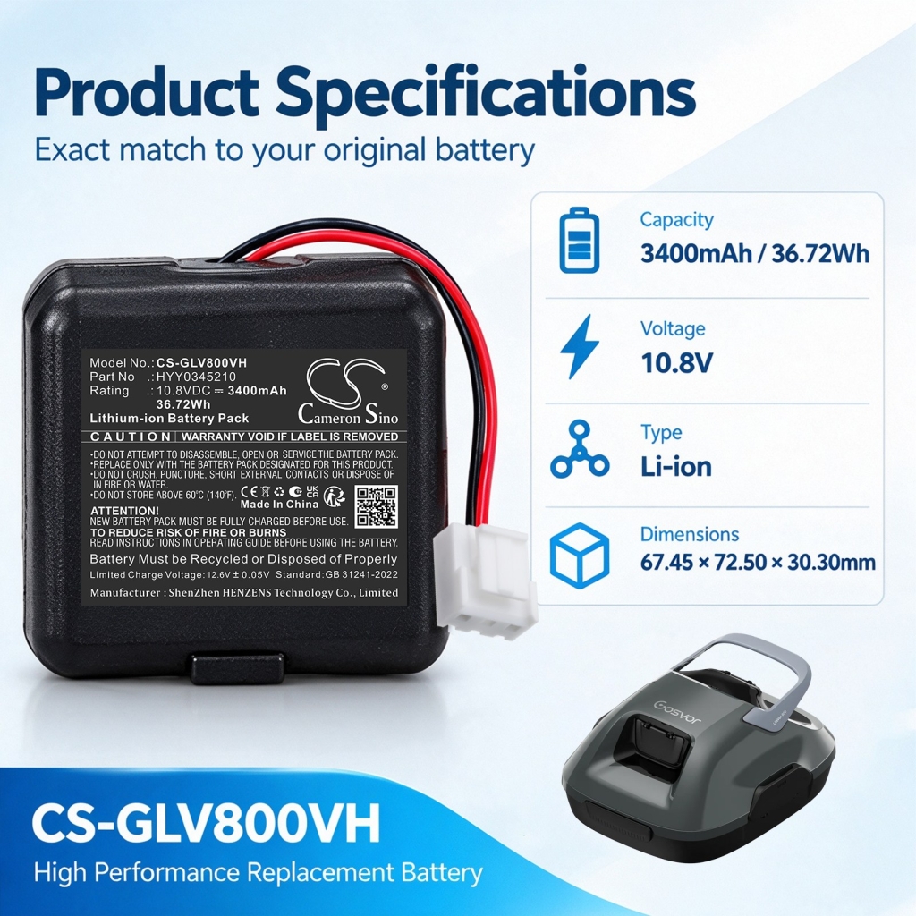 Akkus  kompatibel mit Gosvor LiteVac 800 Cordless Robotic Pool Cleaner CS-GLV800VH