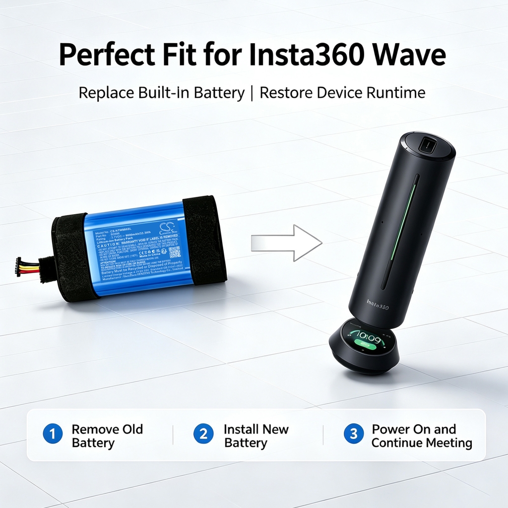 Akkus  kompatibel mit Insta360 Wave AI-Powered Speakerphone CS-NTW886SL
