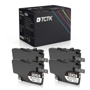 TCTK Ink Cartridges LC-424 4-pack Black compatible with Brother DCP-J 1200, for DCP-J 1200 DW W WE, for DCP-J 1200 WE ecopro, replaces LC424BK