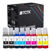 TCTK Ink Bottles 104 8 Pack 2x CMYK Compatible with Epson EcoTank ET-1810 ET-2400 ET-2700 ET-2710 ET-2720 ET-2810 ET-2820 ET-2850 ET-3750 ET-4750 ET-4850, Replaces C13T00P140