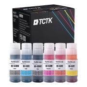 TCTK Tinte GI-53 6er Set BK/C/GY/M/R/Y kompatibel mit Canon PIXMA G550 G650, ersetzt GI-53BK GI-53C GI-53GY GI-53M GI-53R GI-53Y 4699C001
