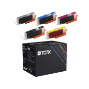 TCTK Ink Cartridges CLI-571XLBK CLI-571XLC CLI-571XLM CLI-571XLY CLI-571XLGY 5-pack multicolor compatible with Canon PIXMA MG 5700 5750 5751 5752 5753 6800 6850 6851 6852 6853 7700, replaces 0331C001