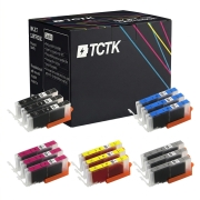 TCTK Ink Cartridges CLI-571XLBK CLI-571XLC CLI-571XLM CLI-571XLY CLI-571XLGY 15-pack multicolor (3 of each) compatible with Canon PIXMA MG 5700 5750 5751 5752 5753 6800 6850 6851, replaces 0331C001