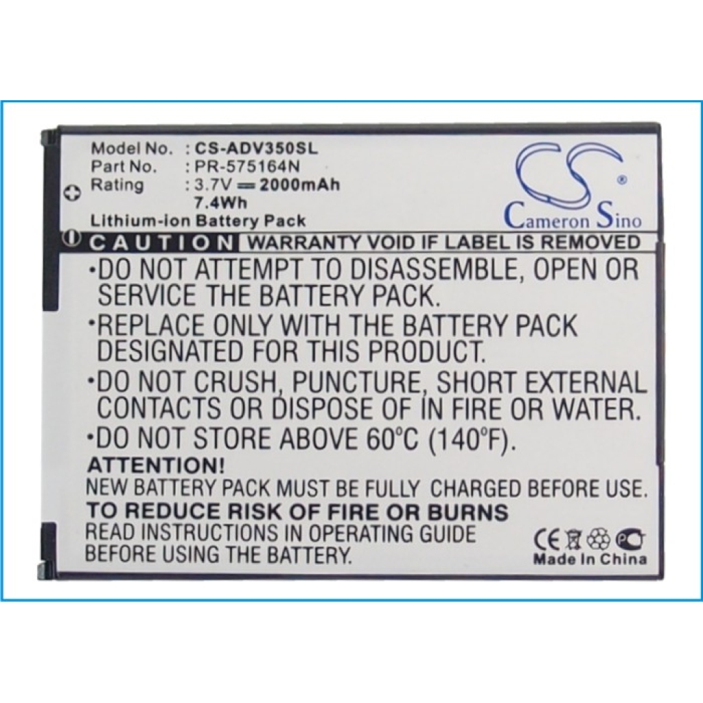 Battery compatible with Advent CS-ADV350SL