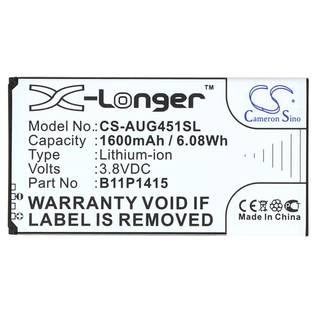 X-Longer CS-AUG451SL Telefonakku 3,8V 1600mAh 6,08Wh, gerade Etikettansicht