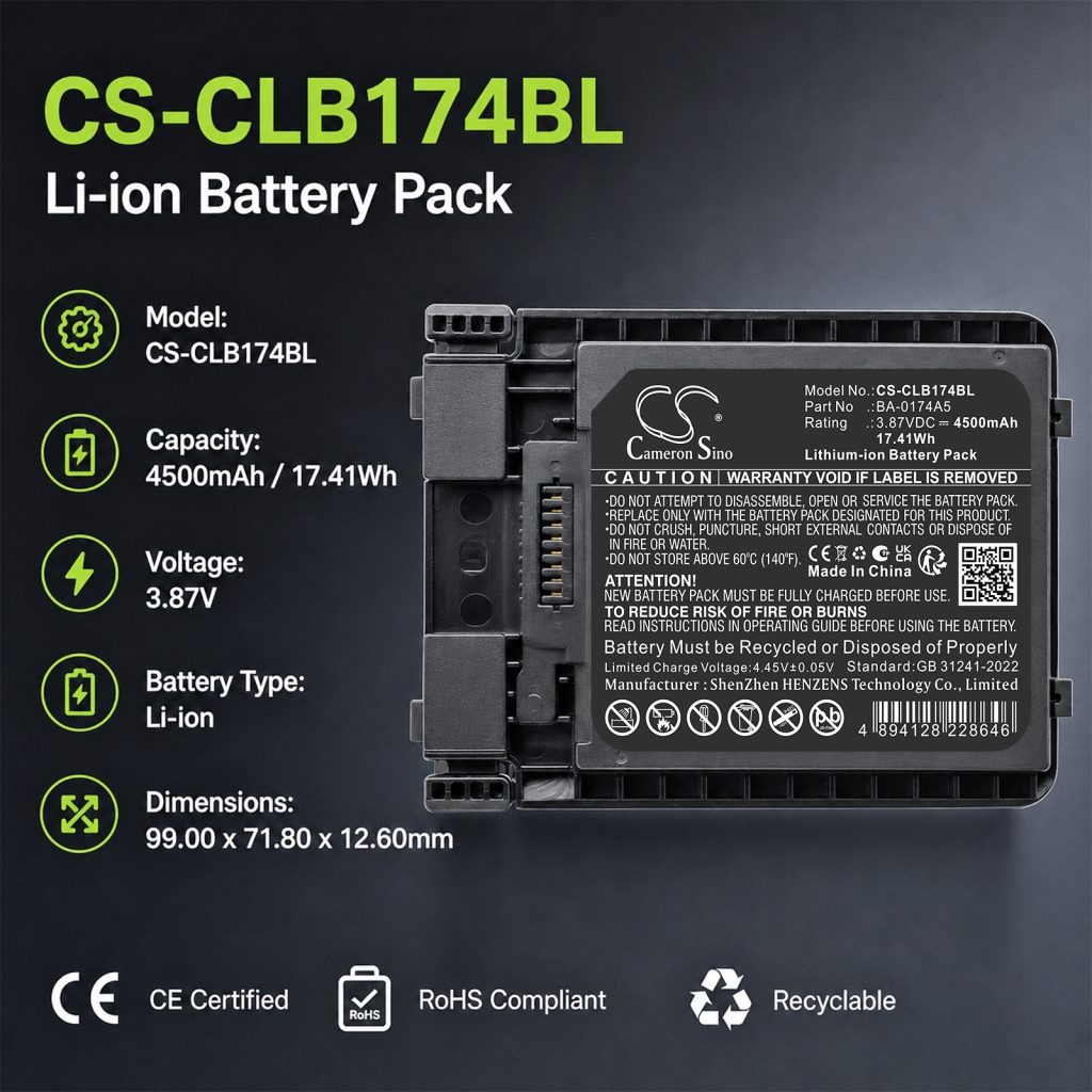 Akku Ersetzt CipherLAB BA-0174A5