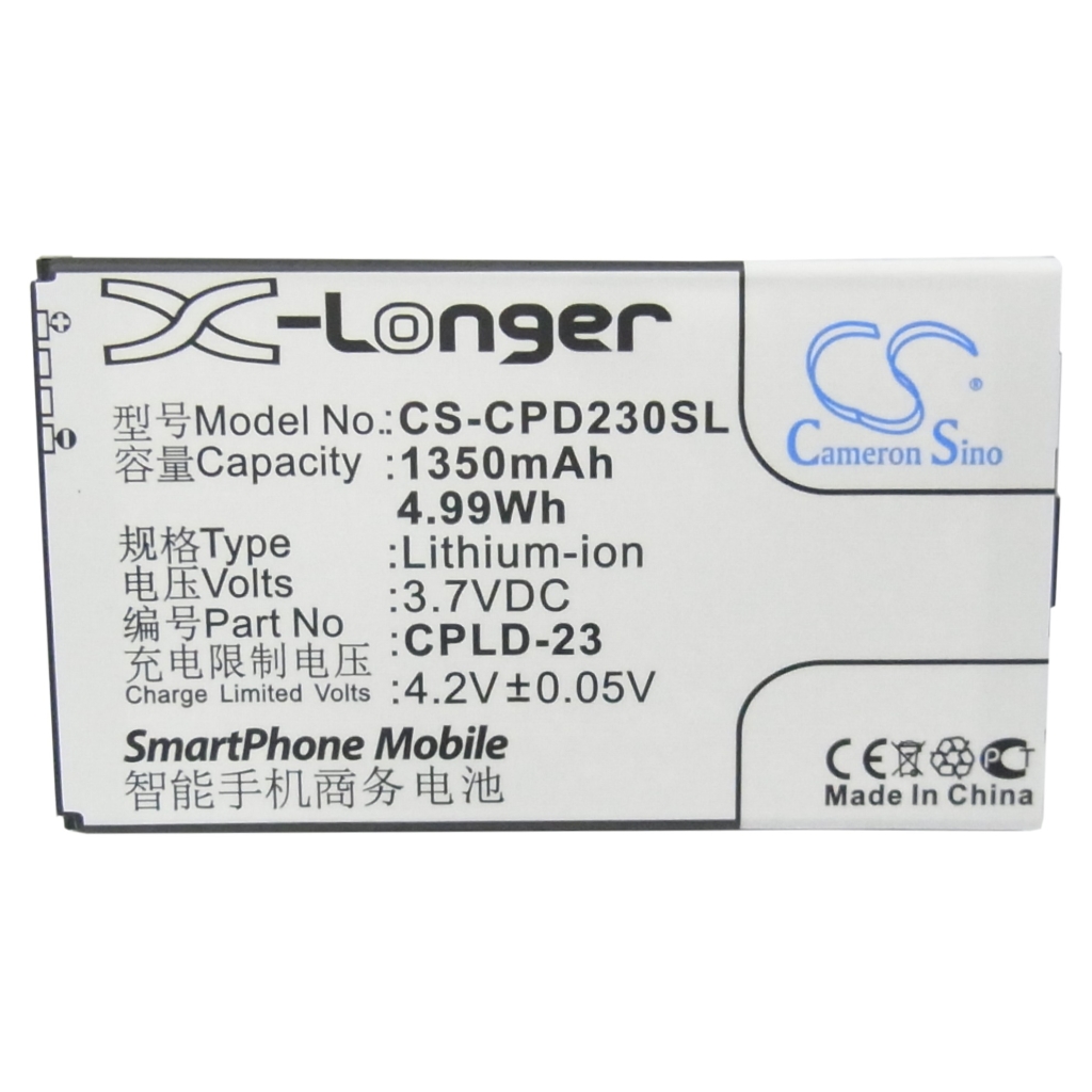 Cameron Sino CS-CPD230SL Li-ion Telefonakku 3,7V 1350mAh, flache Etikettansicht