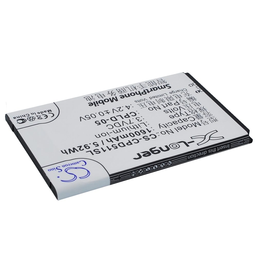 Cameron Sino CS-CPD511SL Akku, Frontetikett aus umgekehrtem Winkel mit Logo