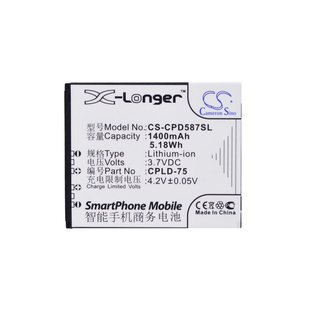 Cameron Sino CS-CPD587SL Frontetikett 1400mAh 3,7V , flache Ansicht