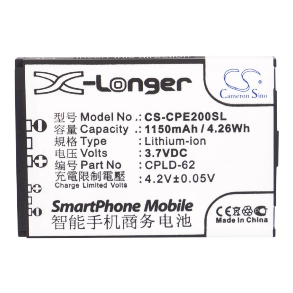 Cameron Sino CS-CPE200SL Li-ion Akku 1150mAh 3,7V, Etikettansicht von oben