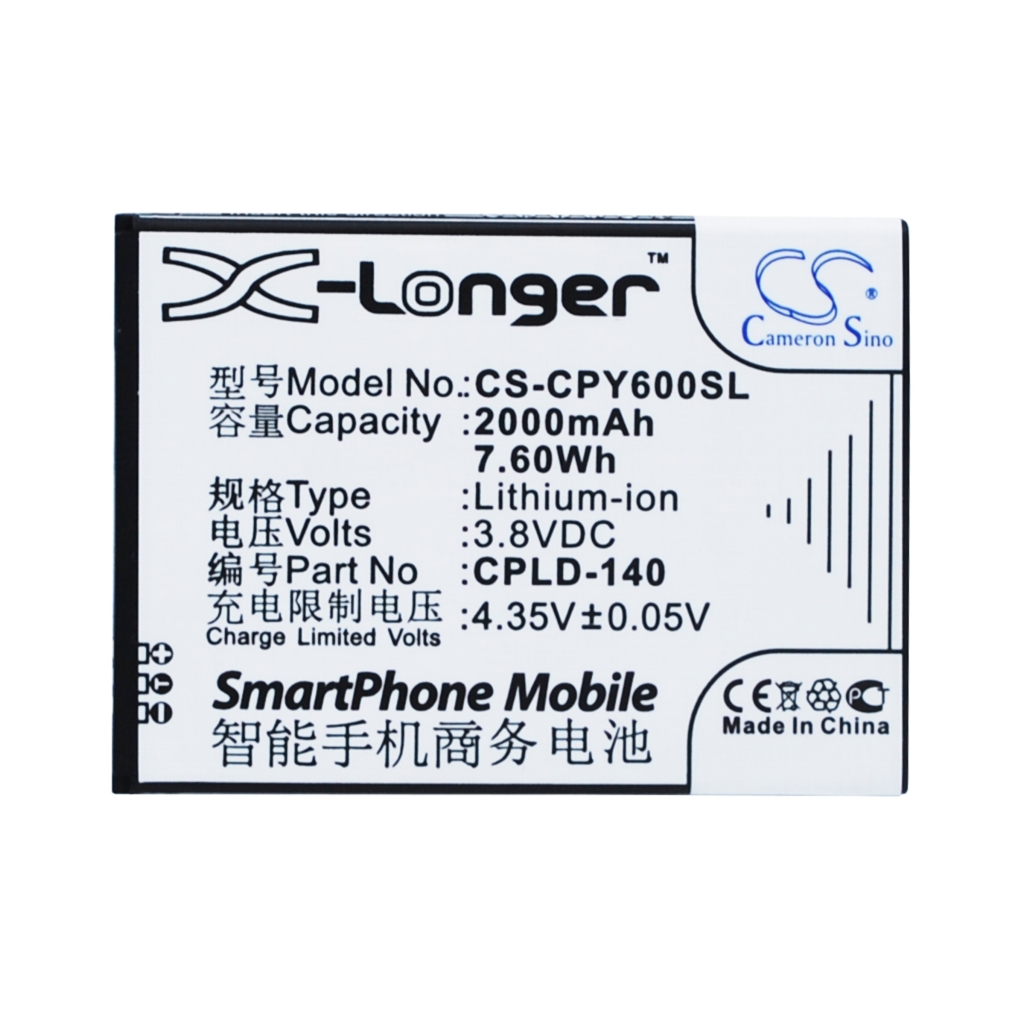 Cameron Sino CS-CPY600SL Akkuetikett flach 2000mAh 3,8V CPLD-140 mit vollständigen Spezifikationen