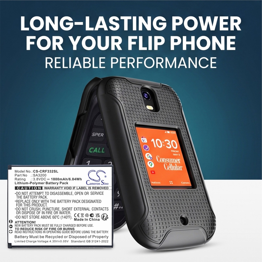 Akkus  kompatibel mit Consumer Cellular Iris Flip CS-CRF332SL