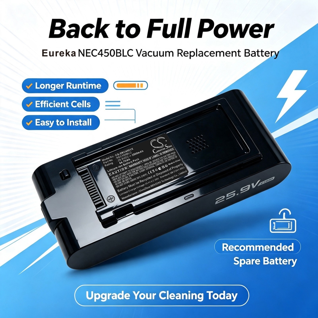 Battery compatible with Eureka CS-ERC450VX