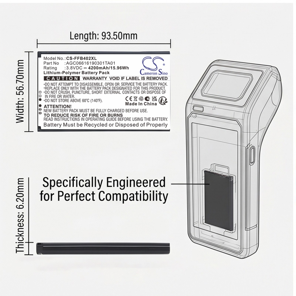 Battery compatible with Famoco CS-FFB402XL