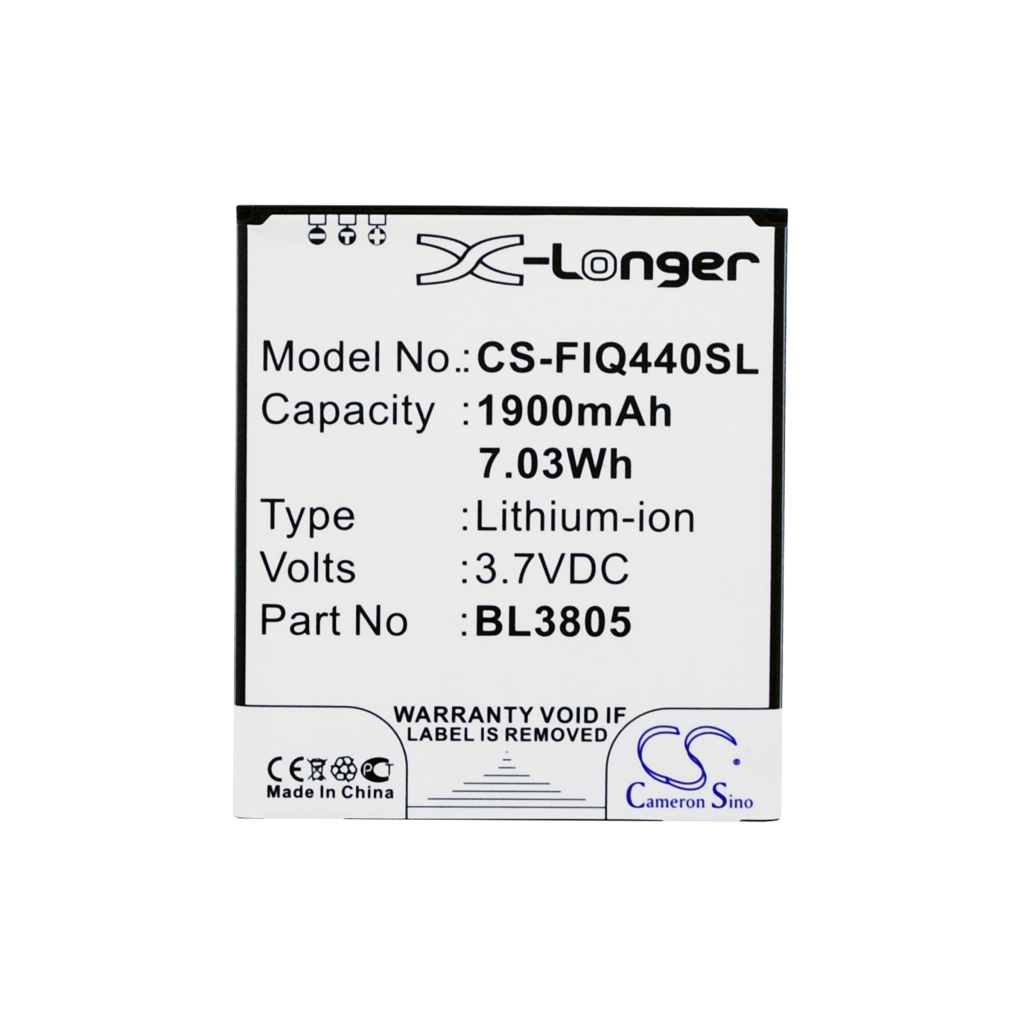 Cameron Sino CS-FIQ440SL Etikettansicht: Fly 3,7V 1900mAh 7,03Wh BL3805, Fly BL3805 X-Longer Akku