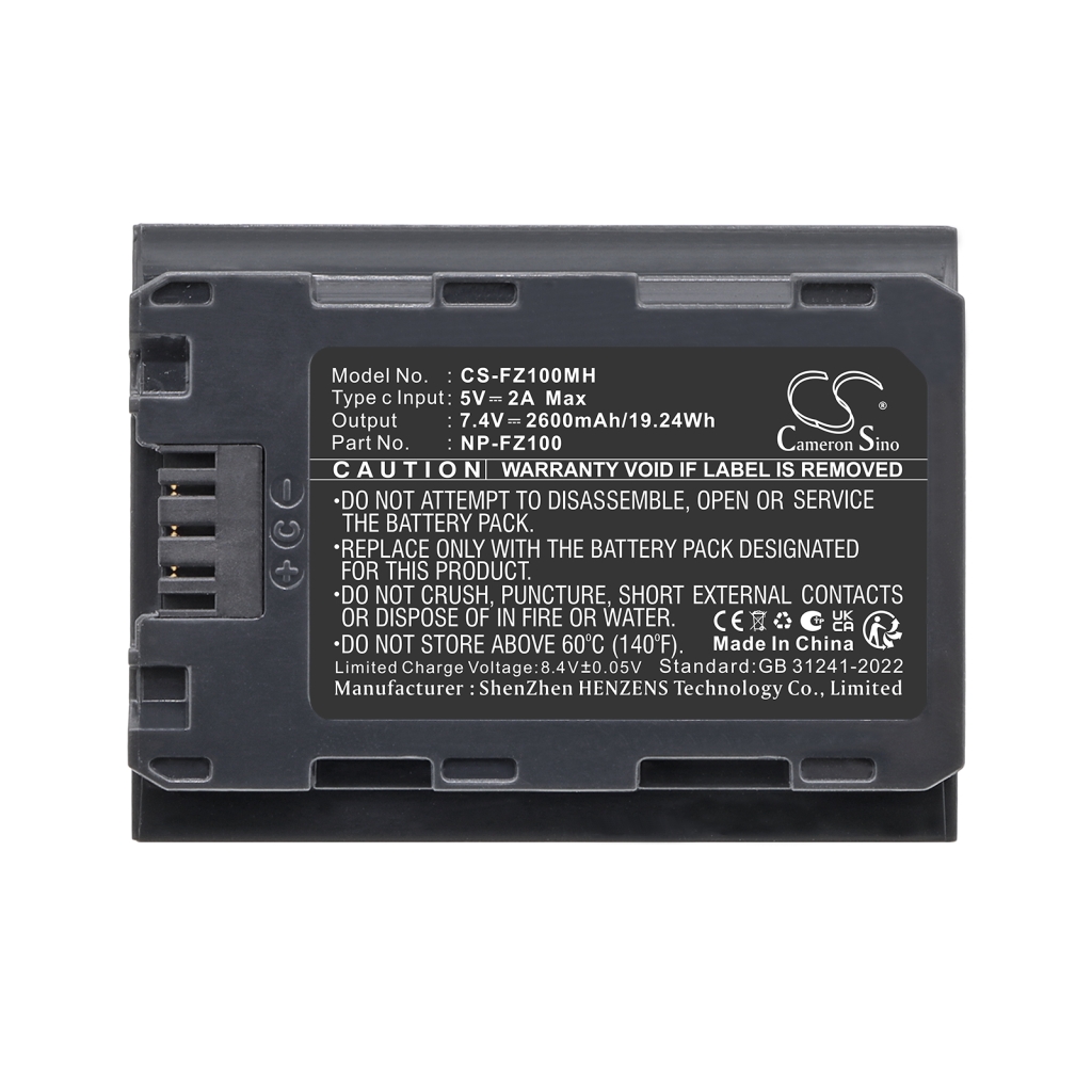 Cameron Sino CS-FZ100MH 7,4V 2600mAh NP-FZ100 Akkuetikett