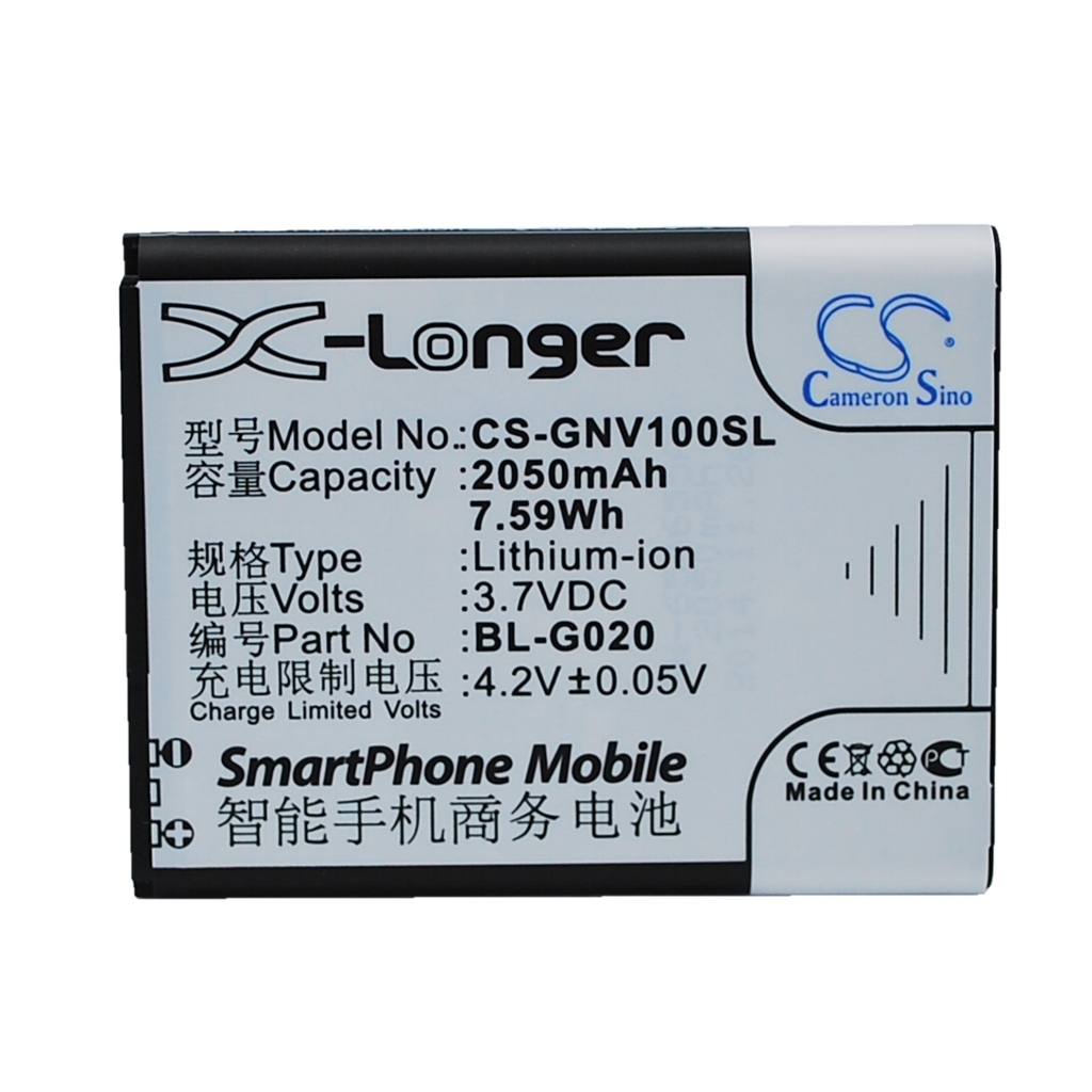 Cameron Sino X-Longer CS-GNV100SL flache Frontetikettansicht: 2050mAh 7,59Wh 3,7V Li-ion