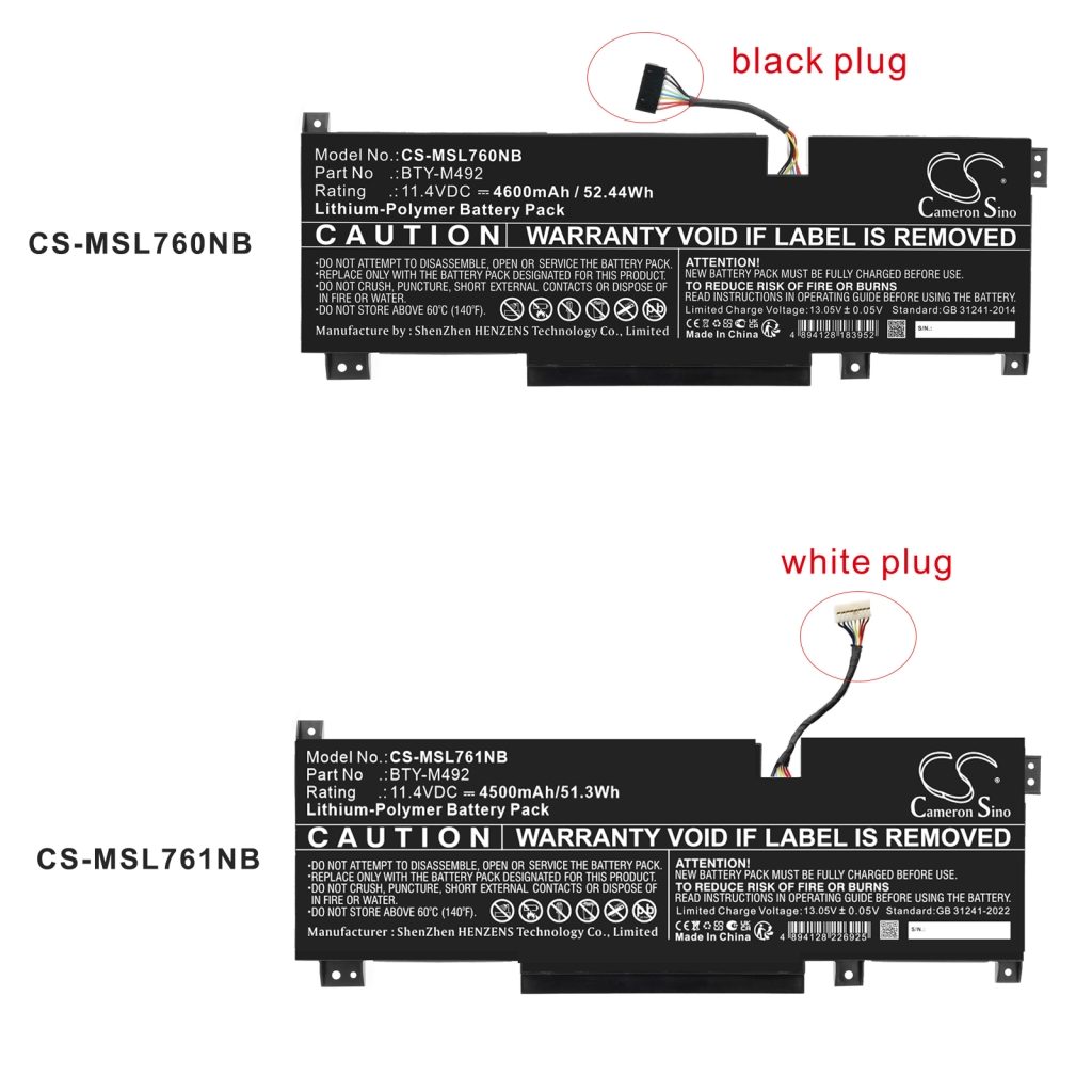 Notebook battery MSI CS-MSL761NB