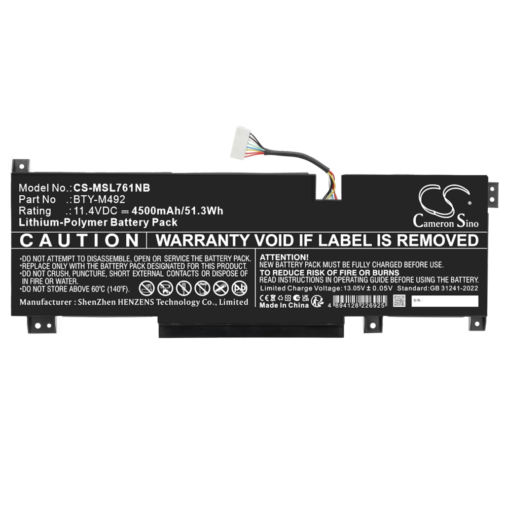 Notebook battery MSI CS-MSL761NB
