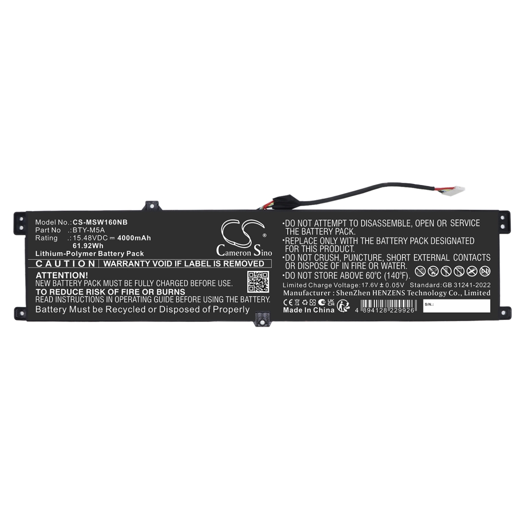 Akku kompatibel mit MSI CS-MSW160NB