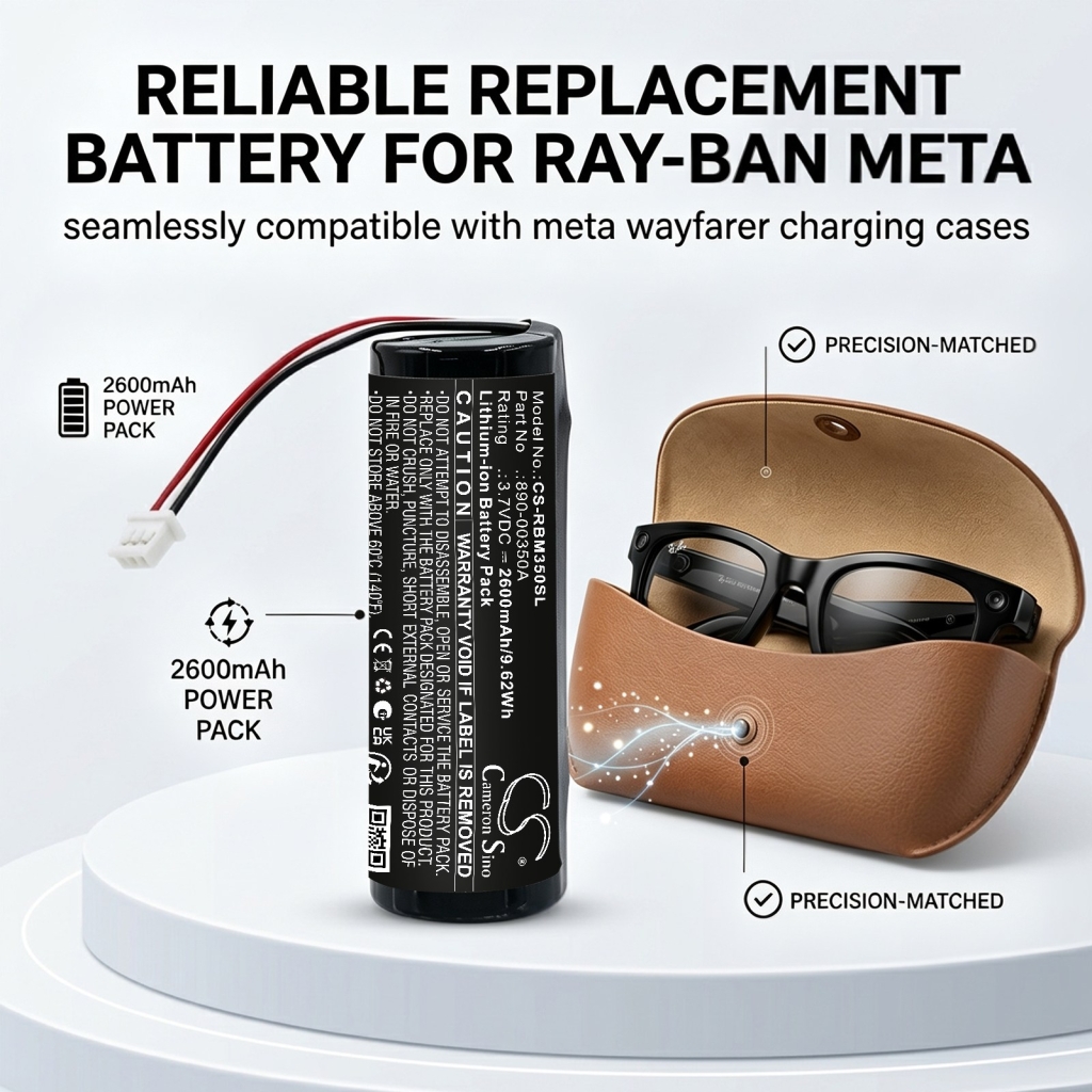 Akkus  kompatibel mit Ray-ban Meta Wayfarer Charging Case CS-RBM350SL