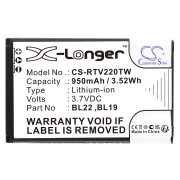 CS-RTV220TW<br />Batteries for   replaces battery BL22