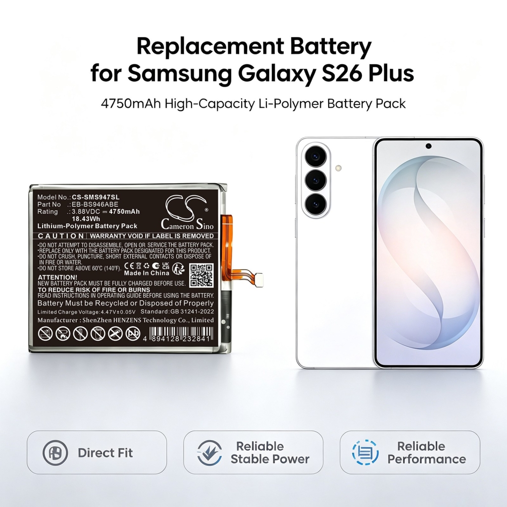 Akkus  kompatibel mit Samsung Galaxy S26 Plus S26+ CS-SMS947SL