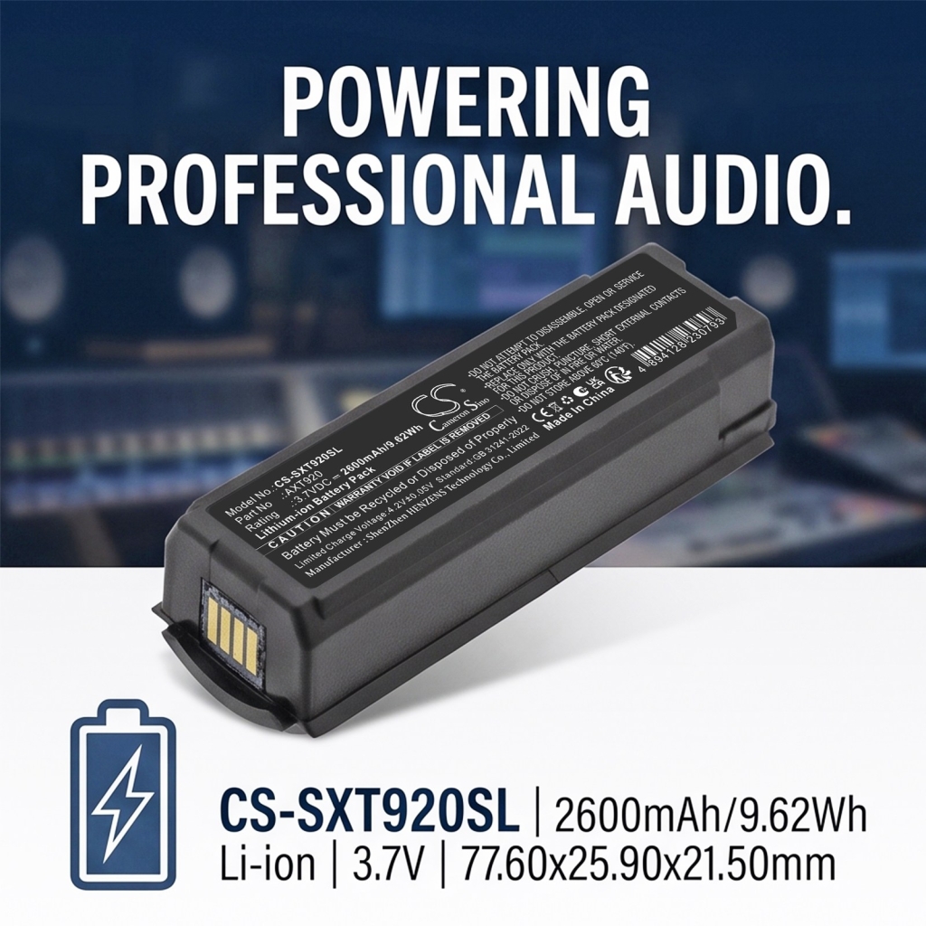Batteries compatible with Shure Axient AXT400 receiver CS-SXT920SL