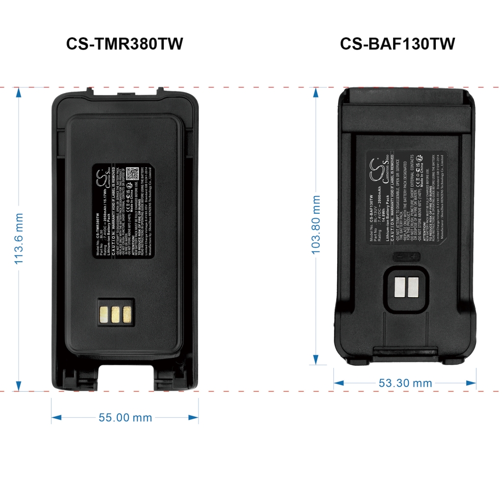 Akku kompatibel mit Retevis Smartcom Tytera Harico Tetevis CS-TMR380TW