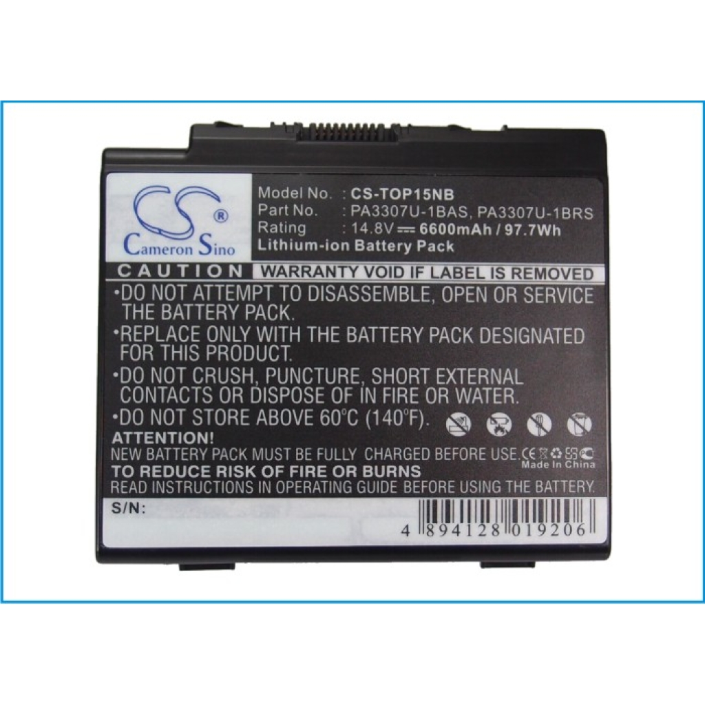 Label Toshiba battery CS-TOP15NB 14.8V 6600mAh