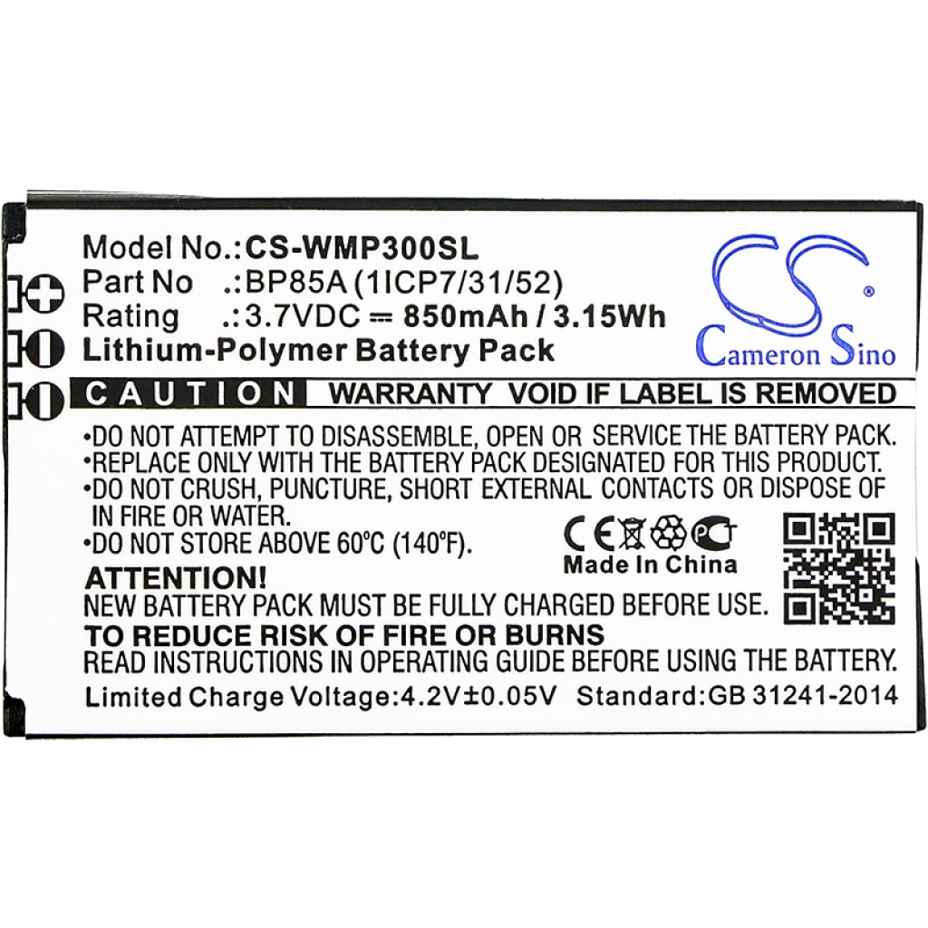 Compatible battery replacement for Wm systems BP85A (1ICP7/31/52)