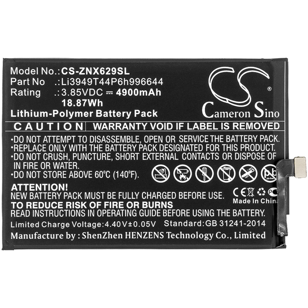 Compatible battery replacement for ZTE LI3949T44P6H996644